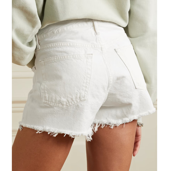 Agolde Pants - Agolde White Parker Cut-Off Denim Shorts